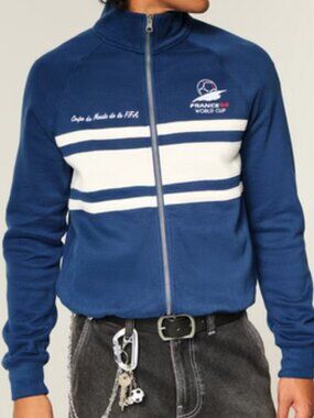 NWT 1998 FIFA World Cup France Graphic Fleece Track Jacket by Hollister RARE